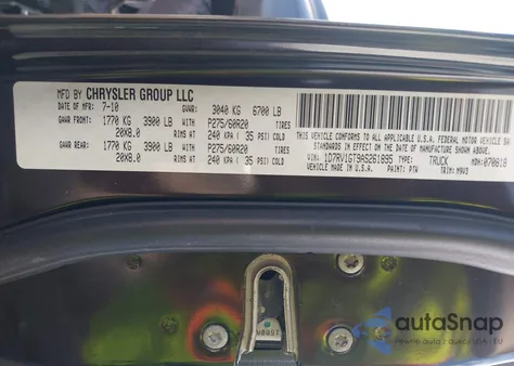 2010 Dodge Ram 1500 Slt/Sport/Trx из США, поврежденный, VIN 1D7RV1GT9AS261895